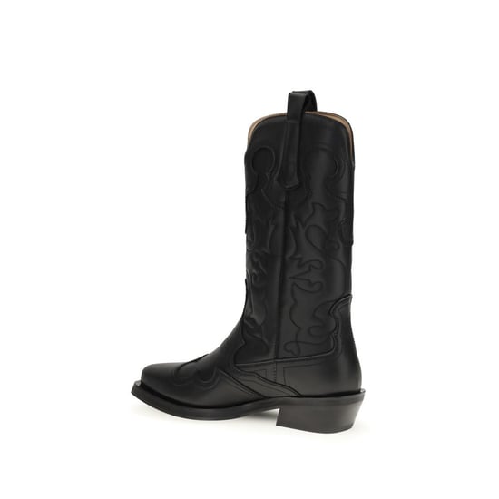 Ganni Schwarze Recycelte Lederstiefel - Image 3