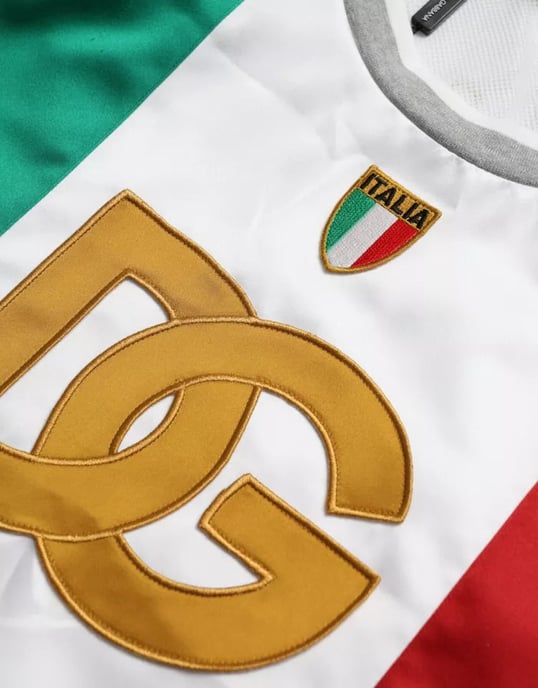 Dolce & Gabbana Weiß Grünes Ärmelloses Top Italienische Flagge Basket T-Shirt - Image 4