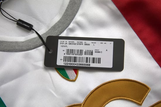 Dolce & Gabbana Weiß Grünes Ärmelloses Top Italienische Flagge Basket T-Shirt - Image 5