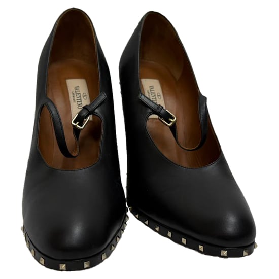 Valentino Garavani Rockstud Mary Jane Pumps aus schwarzem Leder - Image 2