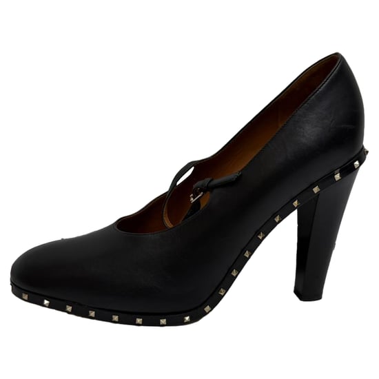 Valentino Garavani Rockstud Mary Jane Pumps aus schwarzem Leder - Image 4