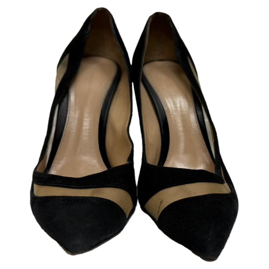Gianvito Rossi Pumps mit spitzer Zehenpartie und Mesh-Einsätzen aus schwarzem Wildleder - Image 2