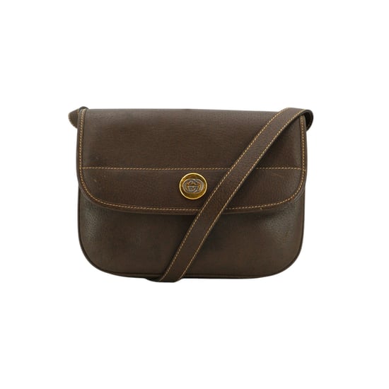 Gucci Vintage Leder-Umhängetasche mit GG-Logo - Image 1