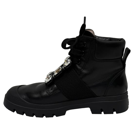 Roger Vivier Walky Viv' Kristallverzierte Stiefeletten aus schwarzem Leder - Image 5