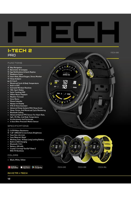 Invicta I-Tech - 2 Pro ITECH-005 Herren Uhr - Smartwatch Bewegung - Edelstahl mit schwarzem Zifferblatt - 46 mm - Image 4