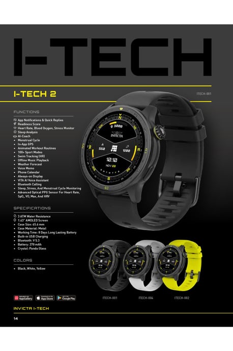 Invicta I-Tech 2 ITECH-001 Herren Uhr - Smartwatch Bewegung - Edelstahl mit schwarzem Zifferblatt - 45 mm - Image 4