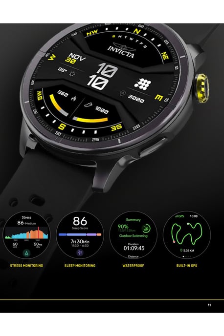 Invicta I-Tech 2 ITECH-001 Herren Uhr - Smartwatch Bewegung - Edelstahl mit schwarzem Zifferblatt - 45 mm - Image 6