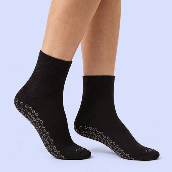 2 Paar Damen Yoga-Grip-Socken | Baumwollgepolsterte Mittellange Fitness-Pilates-Socken - Image 4
