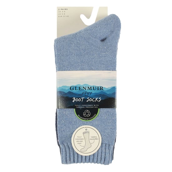2 Paar Damen Thermo-Stiefelsocken | Voll gepolsterte warm gehaltene Wollmischung Wandersocken - Image 2