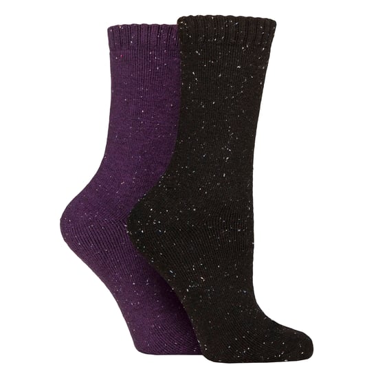 2 Paar Damen Thermo-Stiefelsocken | Voll gepolsterte warme Wollmischung Wandersocken - Image 1