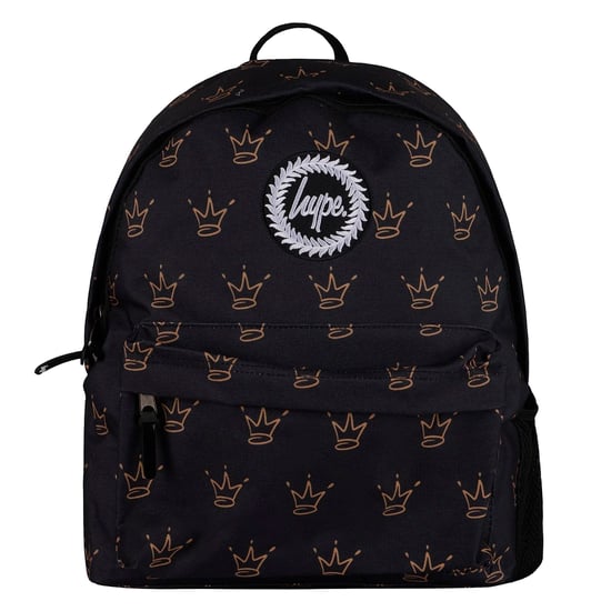 Unisex Schwarzer Königskronen-Muster-Rucksack mit gepolsterten Trägern | Schulreise-Tasche - Image 1
