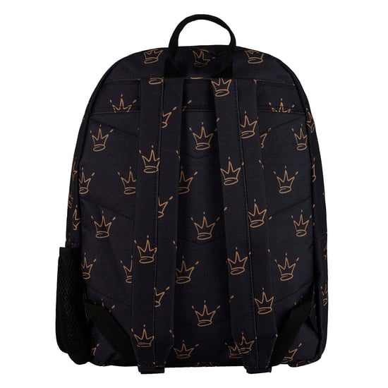 Unisex Schwarzer Königskronen-Muster-Rucksack mit gepolsterten Trägern | Schulreise-Tasche - Image 2