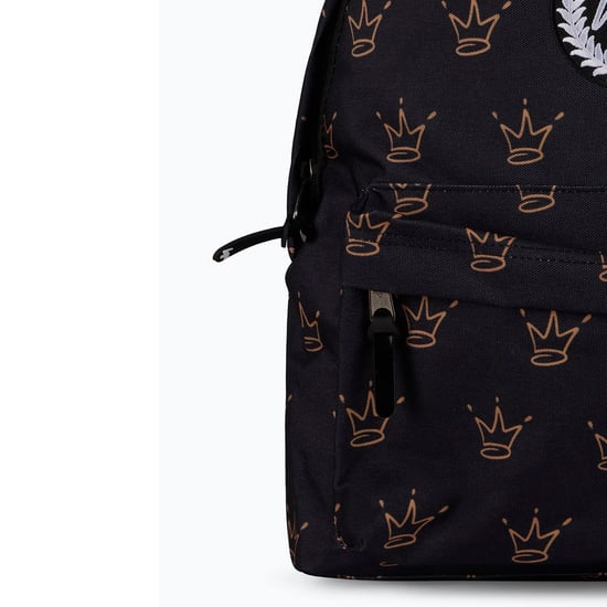 Unisex Schwarzer Königskronen-Muster-Rucksack mit gepolsterten Trägern | Schulreise-Tasche - Image 4