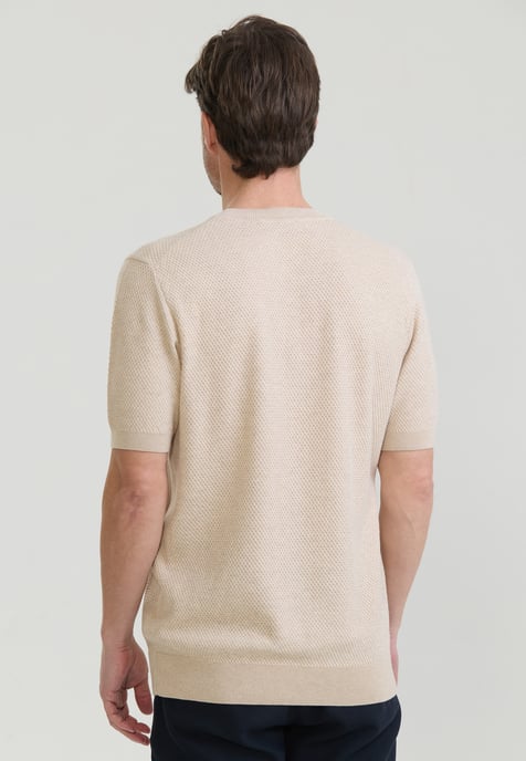 T-Shirt Basic-Strick-T-Shirt Mit Rundhalsausschnitt Und Knöpfen - Image 3