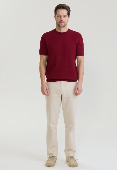 T-Shirt Basic-Strick-T-Shirt Mit Rundhalsausschnitt Und Knöpfen - Image 2
