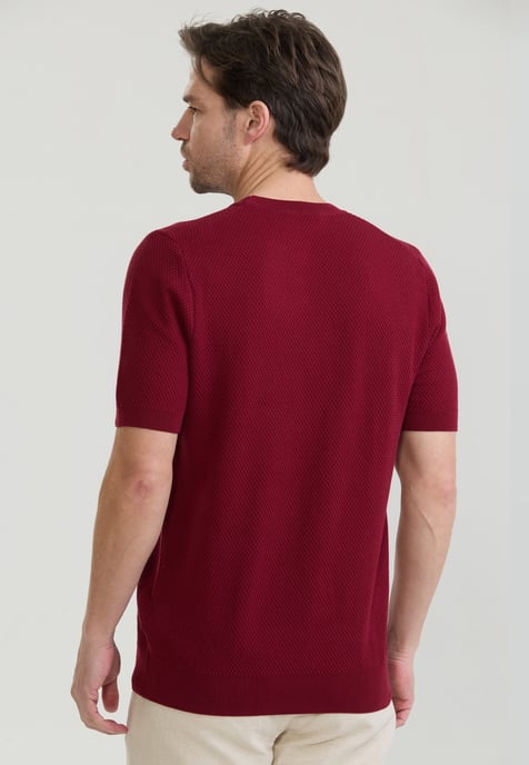 T-Shirt Basic-Strick-T-Shirt Mit Rundhalsausschnitt Und Knöpfen - Image 3