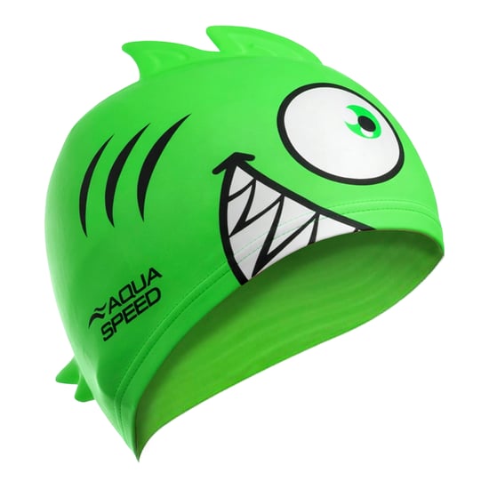 Jungen Mädchen Piranha-Muster Schwimmkappe | Silikon 3D-Druck Easy Fit Schwimmkappe - Image 1