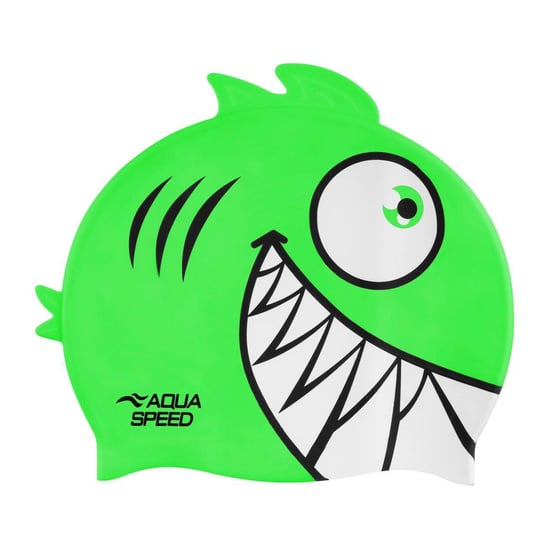 Jungen Mädchen Piranha-Muster Schwimmkappe | Silikon 3D-Druck Easy Fit Schwimmkappe - Image 2