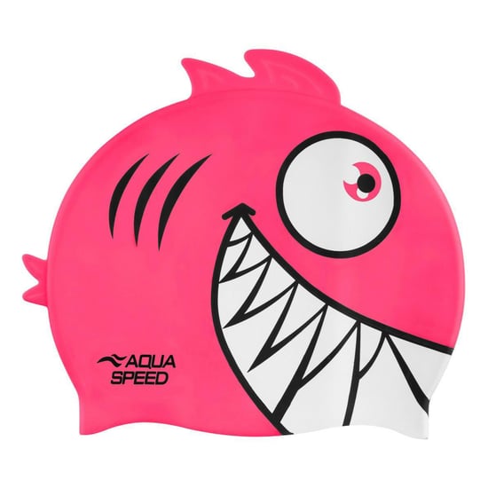 Aqua Speed Piranha-Muster Schwimmkappe aus Silikon mit 3D‑Druck, Easy-Fit - Rosa - Image 2