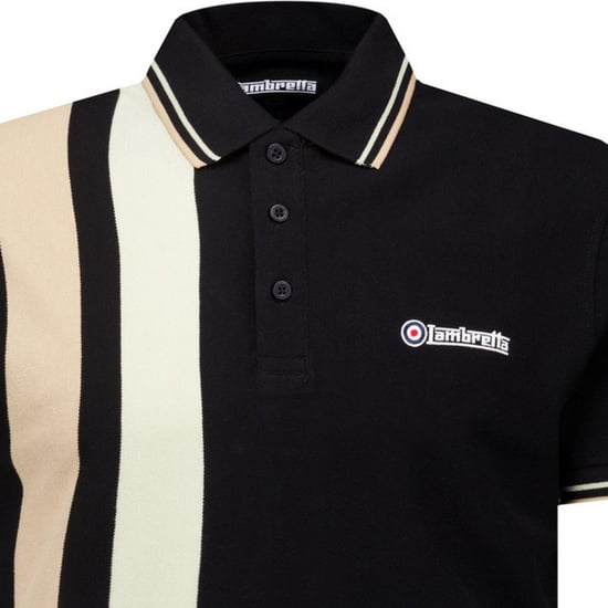 Lambretta - "Classic" Poloshirt für Herren, Logo (Schwarz/Nomade) - Image 3