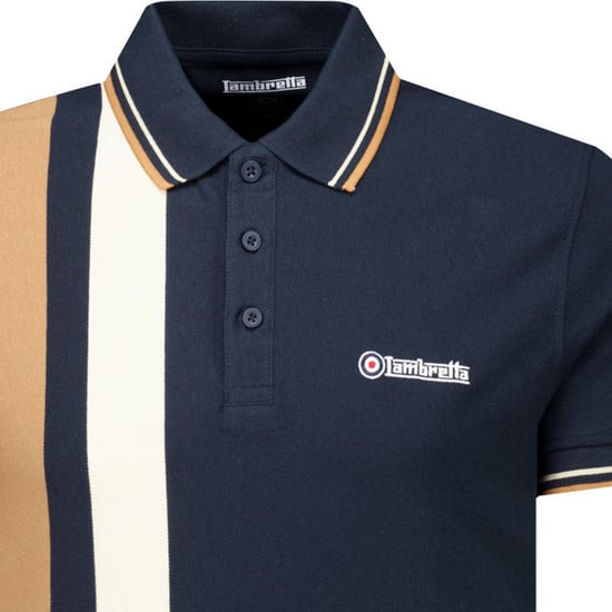 Lambretta - "Classic" Poloshirt für Herren, Logo (Marine/Rauchblau) - Image 3