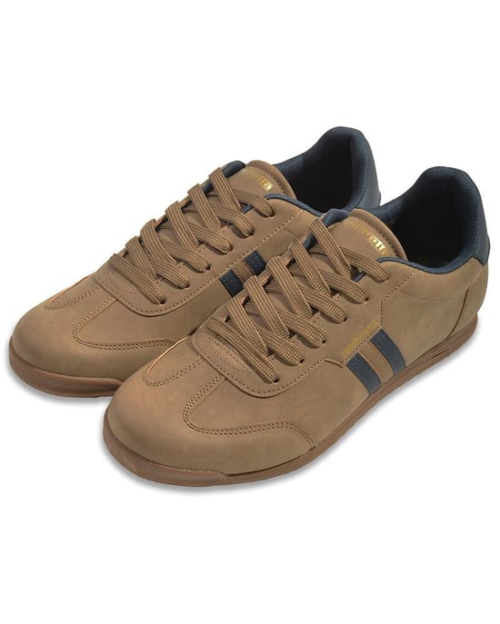 Lambretta Tackle Herren Sneaker in Taupe/Navy - Image 2