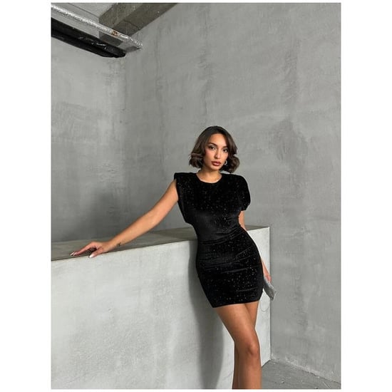 Meliana Schwarzes Damen-Minikleid mit Schulterpolstern und rückenfreiem Design, Pailletten - Image 5