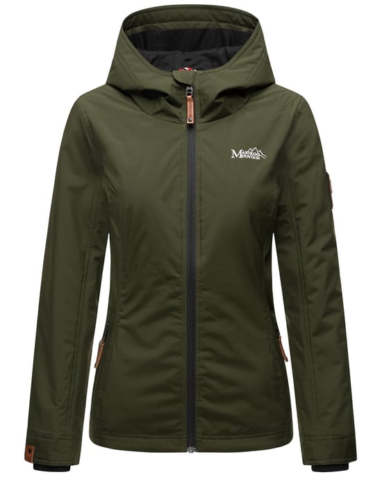 Marikoo Damen Übergangsjacke leichte wind- und wasserabweisende Jacke mit Kapuze Olive - Image 2
