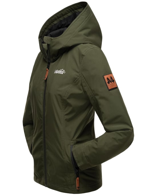 Marikoo Damen Übergangsjacke leichte wind- und wasserabweisende Jacke mit Kapuze Olive - Image 4