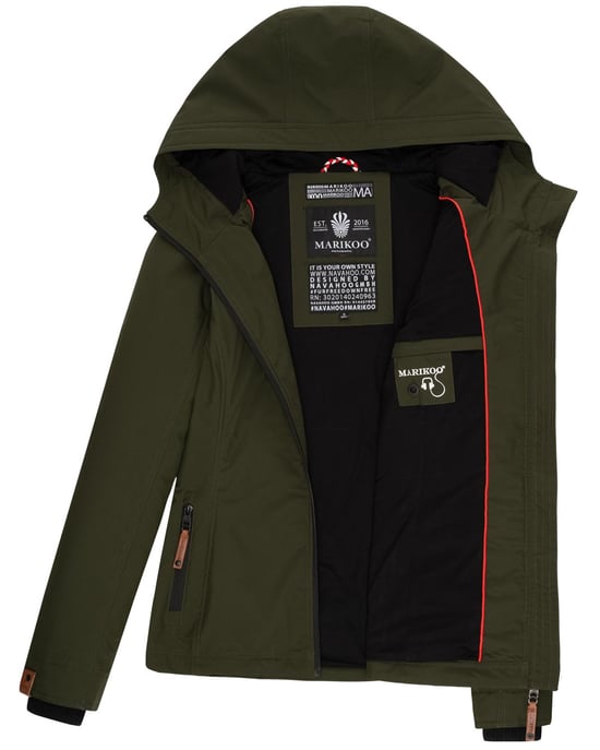 Marikoo Damen Übergangsjacke leichte wind- und wasserabweisende Jacke mit Kapuze Olive - Image 5