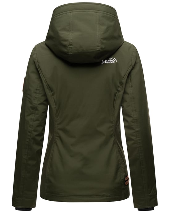 Marikoo Damen Übergangsjacke leichte wind- und wasserabweisende Jacke mit Kapuze Olive - Image 6