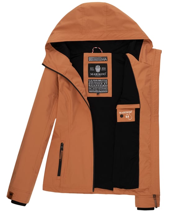 Marikoo Damen Übergangsjacke leichte wind- und wasserabweisende Jacke mit Kapuze Rusty Cinnamon - Image 6