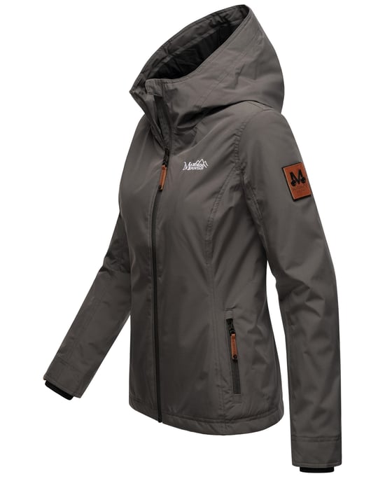 Marikoo Damen Übergangsjacke leichte wind- und wasserabweisende Jacke mit Kapuze Anthrazit - Image 3