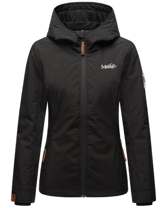 Marikoo Damen Übergangsjacke leichte wind- und wasserabweisende Jacke mit Kapuze Schwarz - Image 2