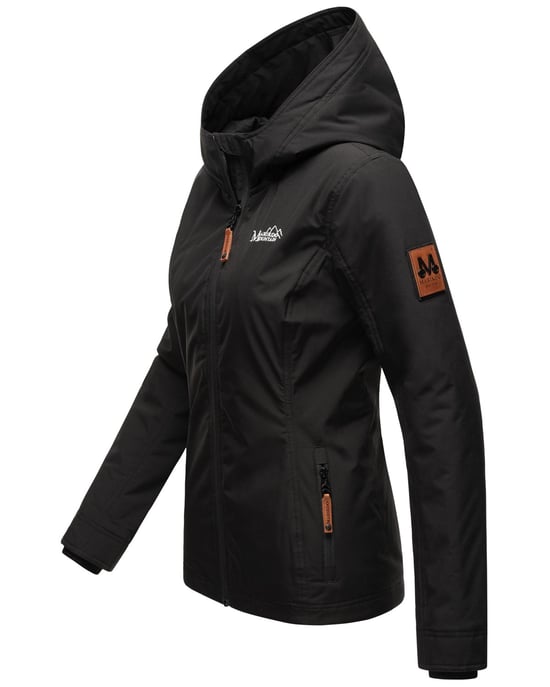 Marikoo Damen Übergangsjacke leichte wind- und wasserabweisende Jacke mit Kapuze Schwarz - Image 3