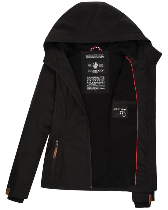 Marikoo Damen Übergangsjacke leichte wind- und wasserabweisende Jacke mit Kapuze Schwarz - Image 6