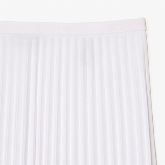 Women's Lacoste Elastic Waist Fluid Pleated Midi Skirt in White - Image 5