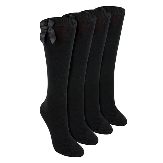 Mädchen 4er Pack Kniehohe Schulsocken mit Schleifen-Bow | Einfache Lange Socken für Kinder - Image 1