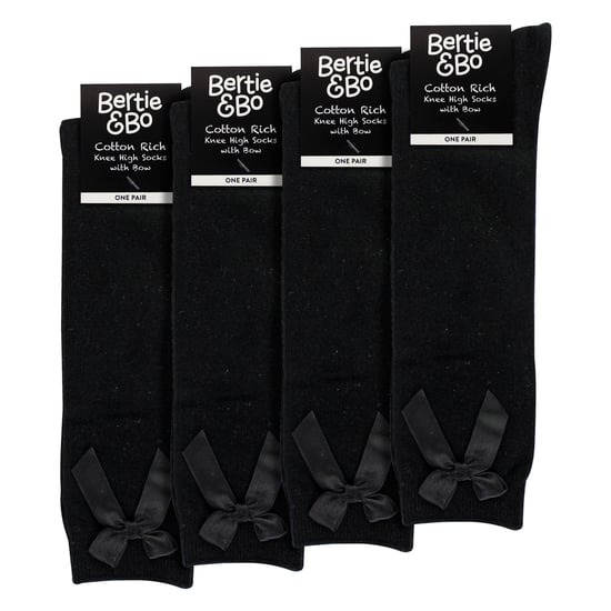 Mädchen 4er Pack Kniehohe Schulsocken mit Schleifen-Bow | Einfache Lange Socken für Kinder - Image 2