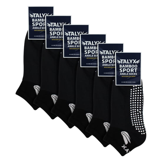 6er Pack Herren Bambus Knöchelsocken mit Grip | Verstärkte Ferse & Zehen weiche rutschfeste Socken - Image 2