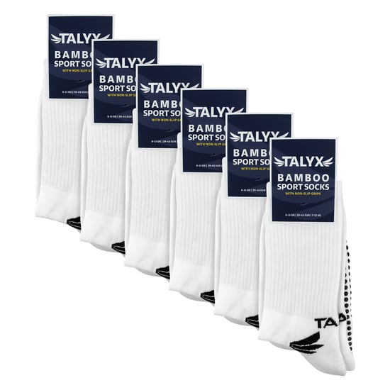 6er-Pack Herren Bambus Crew Grip Socken | Verstärkte Ferse & Zehen Weiche Rutschfeste Socken - Image 2