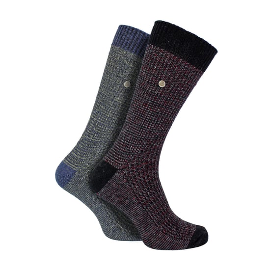 2er-Pack Herren Freizeit-Rippstrick Baumwollsocken | Mittelschwere Karostützstrümpfe - Image 1