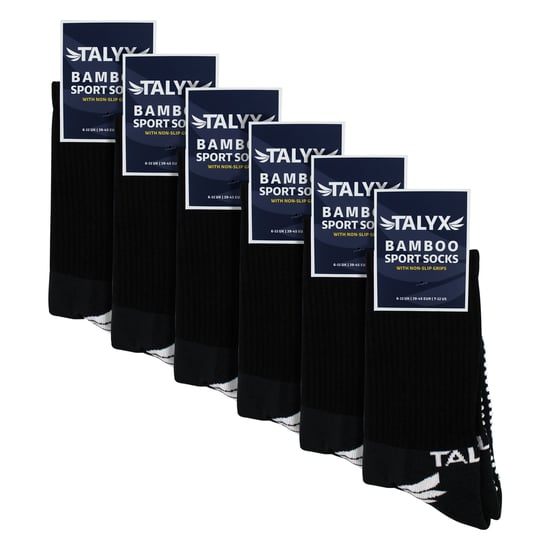 6er-Pack Herren Bambus Crew Grip Socken | Verstärkter Fersen- und Zehenbereich weiche rutschsichere Socken - Image 2