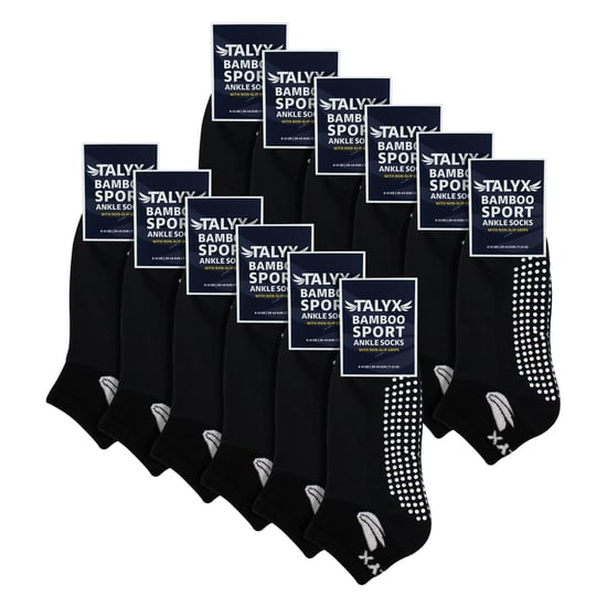 12er-Pack Herren Bambus Knöchelsocken mit Grip | Verstärkte Ferse & Zehen, weiche rutschfeste Socken - Image 2