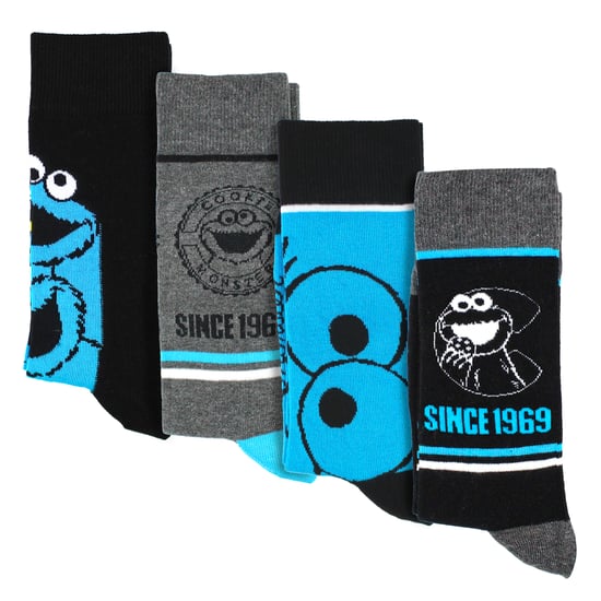 4 Paar Herren Baumwolle Spaß-Socken - Cookie Monster Muster Bequeme Socken - Image 2