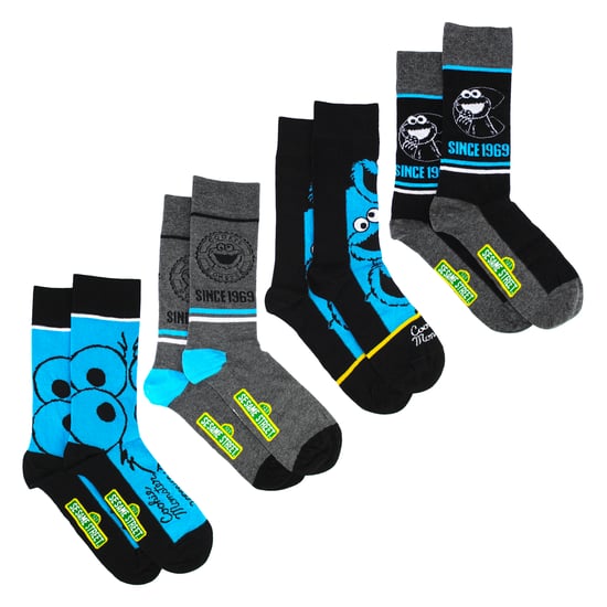 4 Paar Herren Baumwolle Spaß-Socken - Cookie Monster Muster Bequeme Socken - Image 3