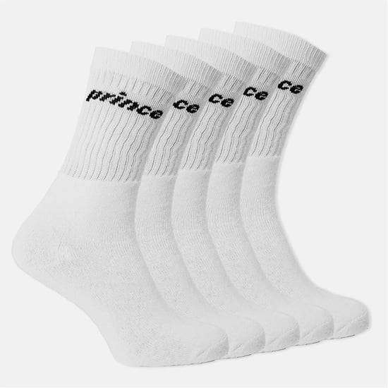 Prince 5er-Pack Tennissocken mit Schriftzug, Knöchellang - Weiß - Image 1