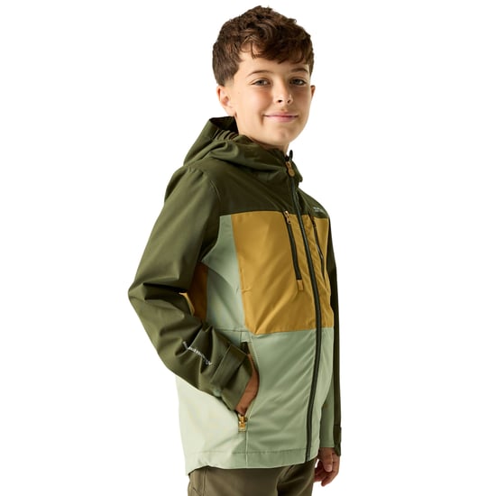 Regatta - "Highton" Jacke, wasserfest für Kinder (Dunkel-Khaki/Holzbraun/Leichter Salbei) - Image 4