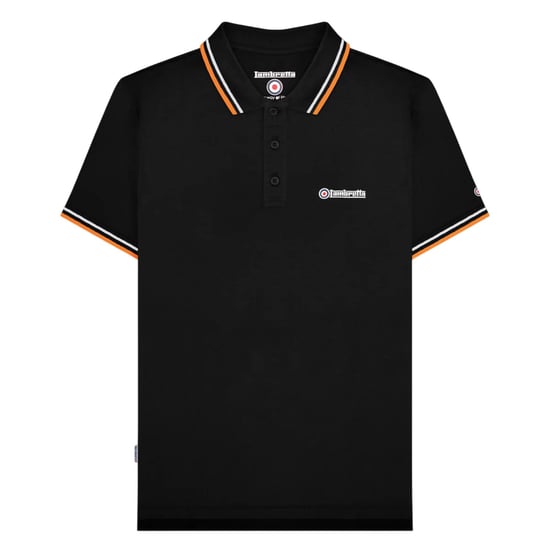 Lambretta - "SS25" Poloshirt für Herren (Schwarz/Weiß/Hell-Orange) - Image 1
