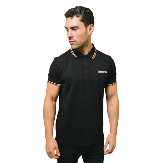 Lambretta - "SS25" Poloshirt für Herren (Schwarz/Weiß/Hell-Orange) - Image 3